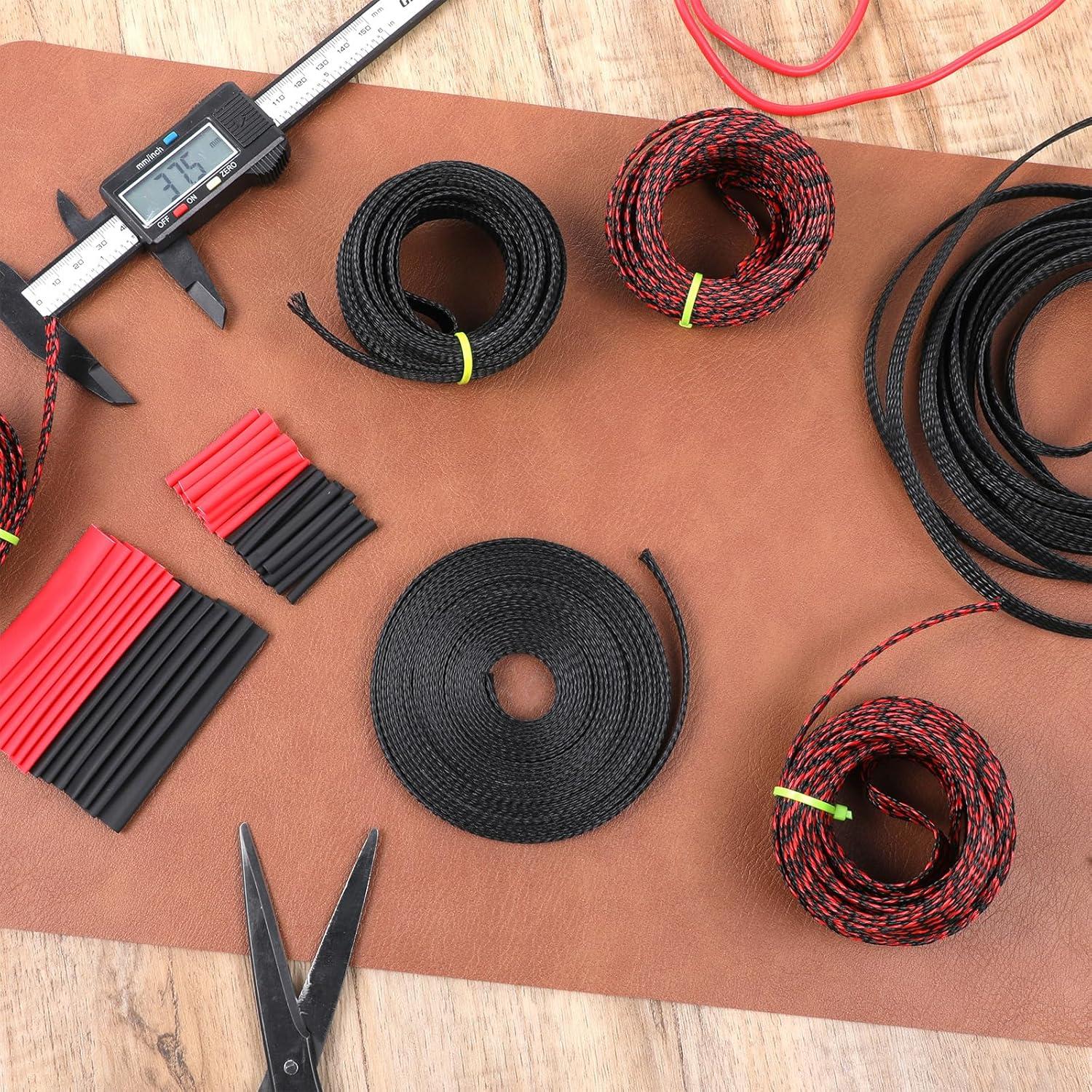 6 Rollos Manga de Cable Trenzada PET 5m con 127 Tubos Termocontraíbles