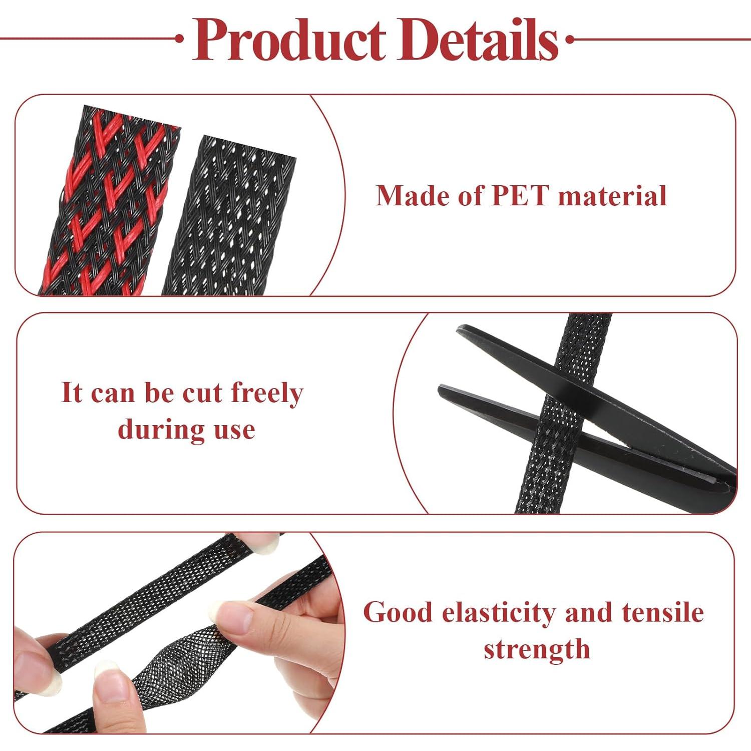 6 Rollos Manga de Cable Trenzada PET 5m con 127 Tubos Termocontraíbles