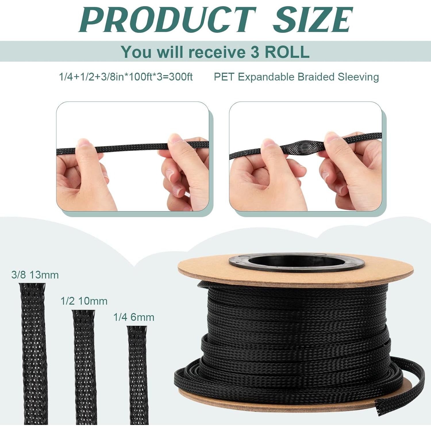 Manguera Trenzada de Alambre PET 300 pies 1/4, 1/2, 3/8 Veerlogix