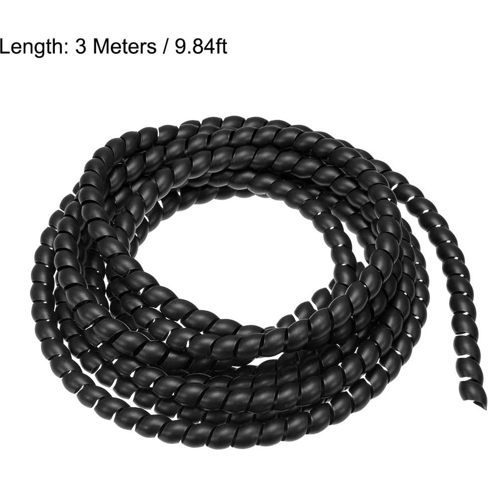 Envoltura de Cable Espiral Flexible uxcell 3m 8x10mm Negro
