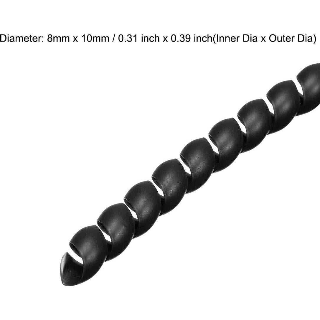 Envoltura de Cable Espiral Flexible uxcell 3m 8x10mm Negro