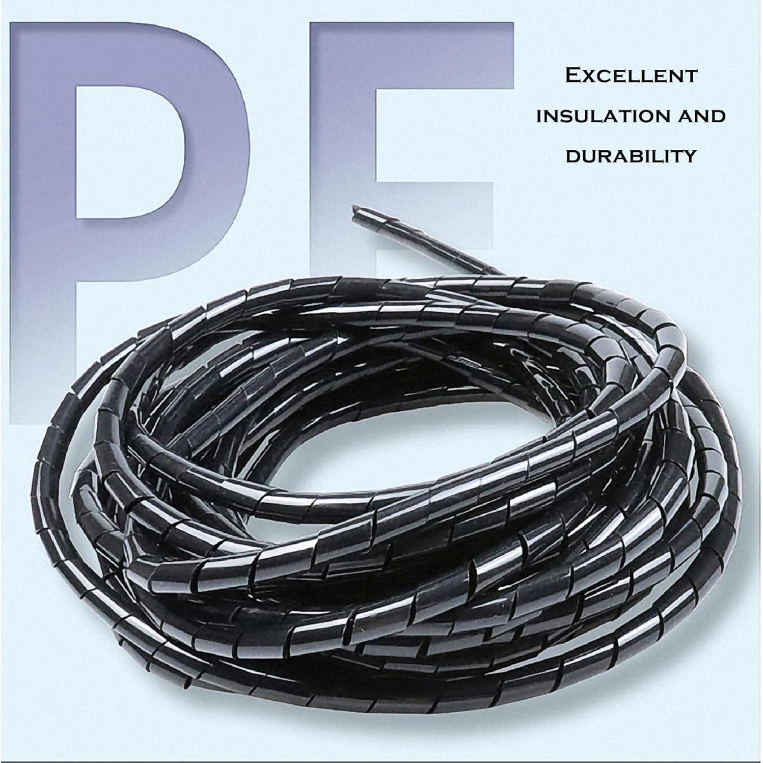 Manga Enrollada Espiral MyyYiTar 1" x 1.68m para Cables - Negro