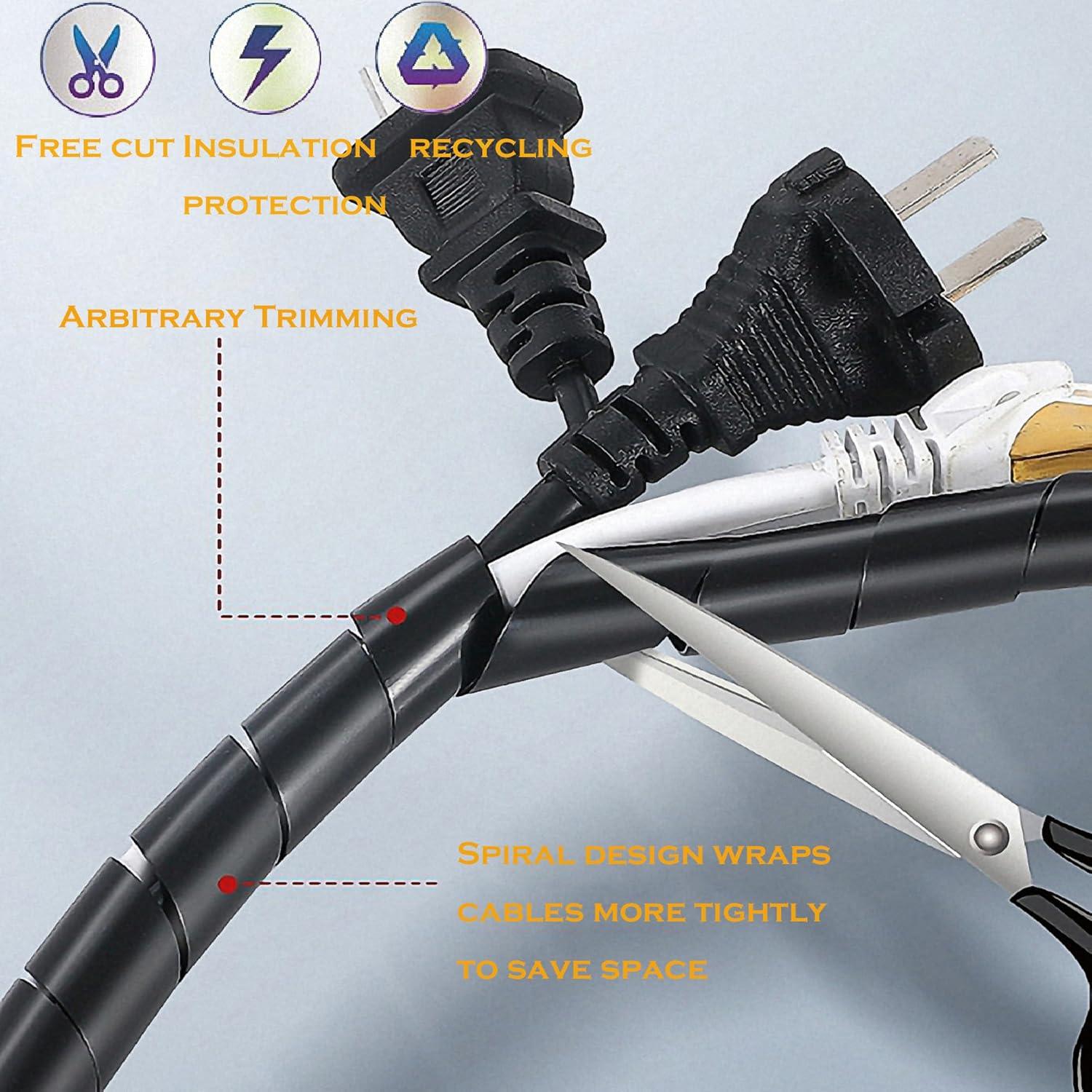 Manga Enrollada Espiral MyyYiTar 1" x 1.68m para Cables - Negro