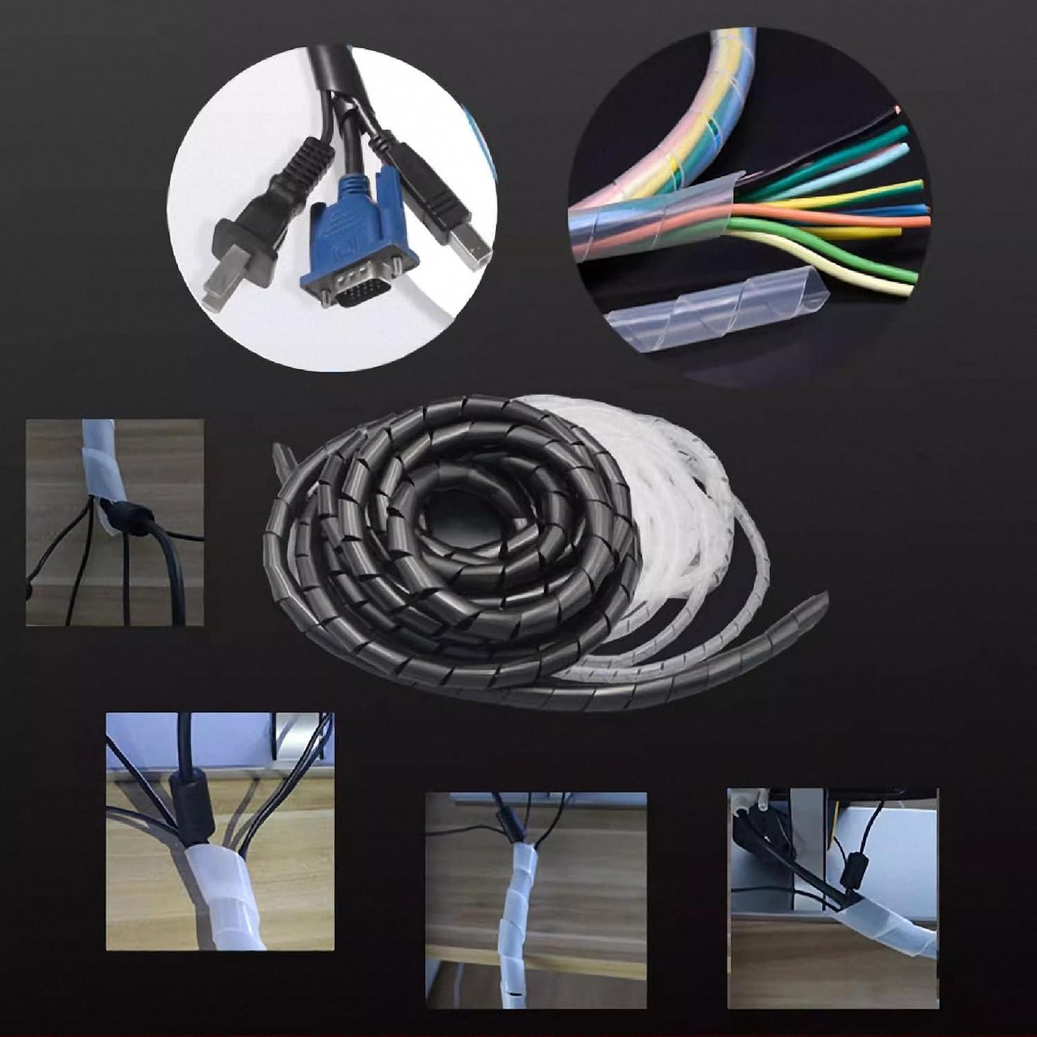 Manga Enrollada Espiral MyyYiTar 1" x 1.68m para Cables - Negro