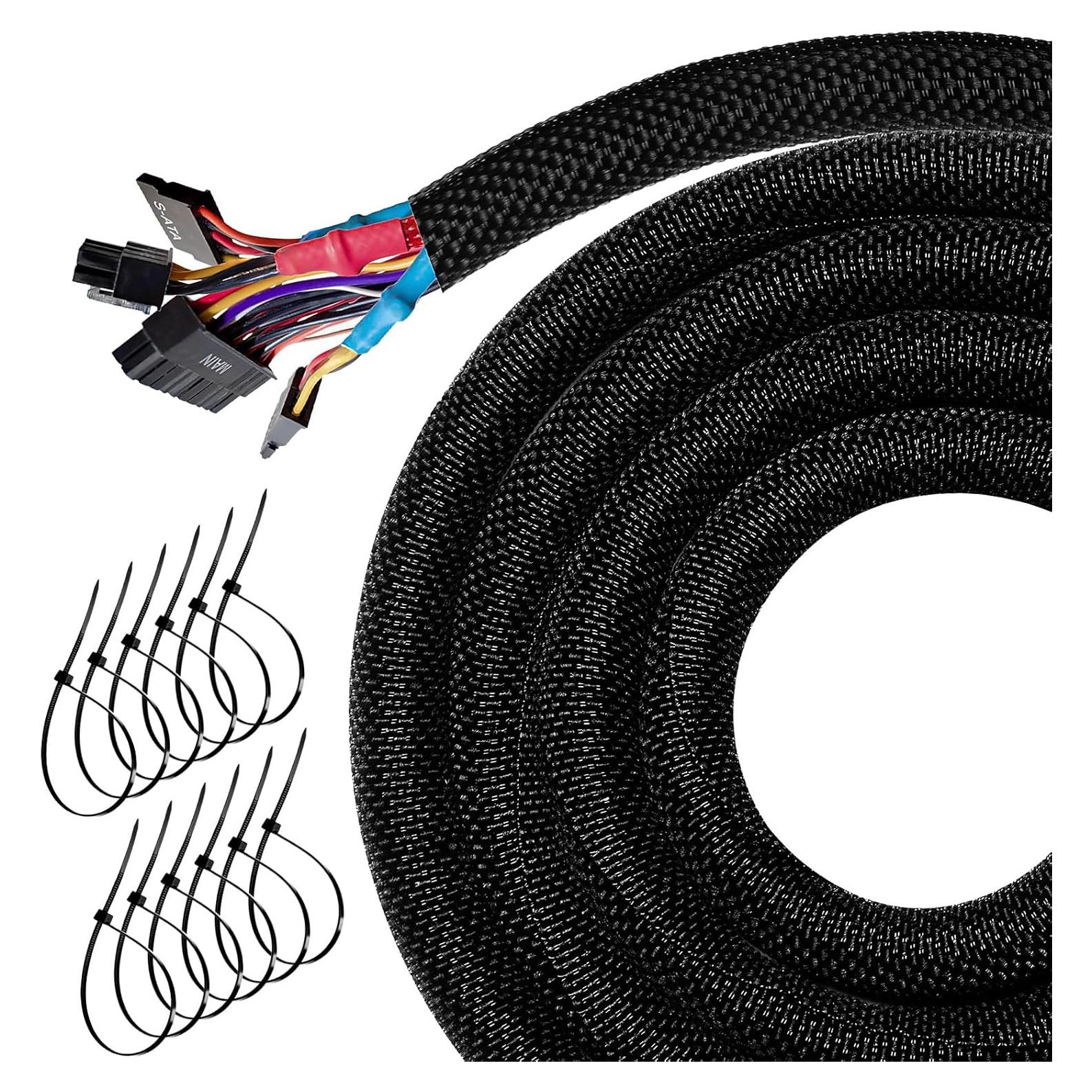 Manga de Gestión de Cables Automotriz 18FT Negro Resistente al Calor