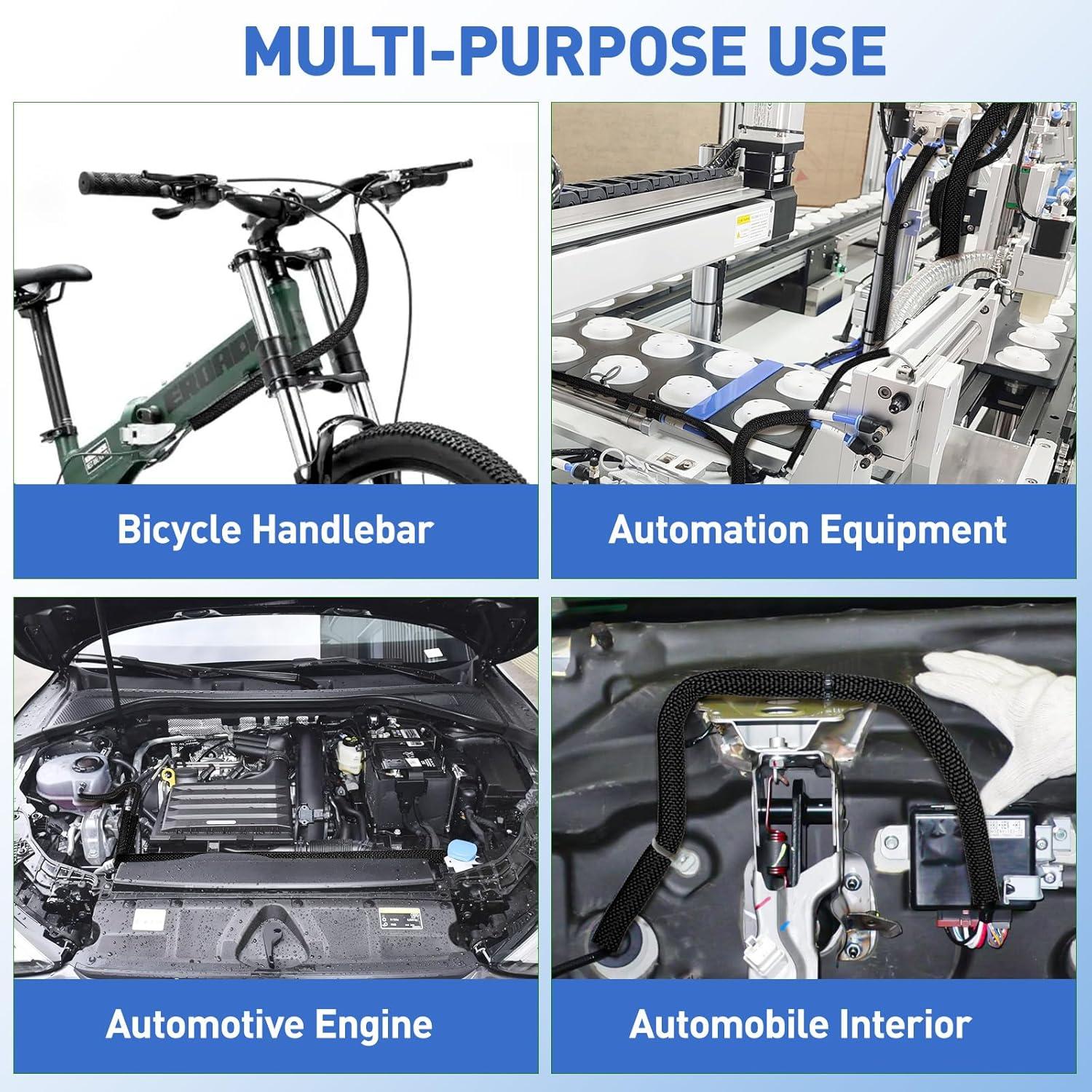 Manga de Gestión de Cables Automotriz 18FT Negro Resistente al Calor