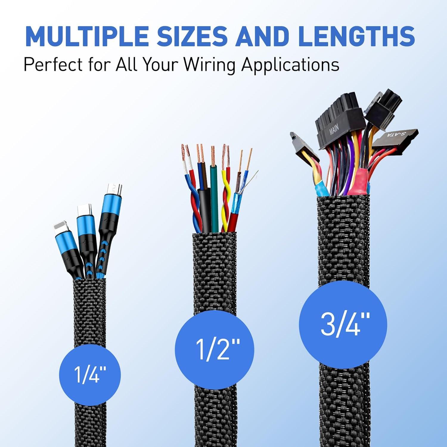 Manga de Gestión de Cables Automotriz 18FT Negro Resistente al Calor