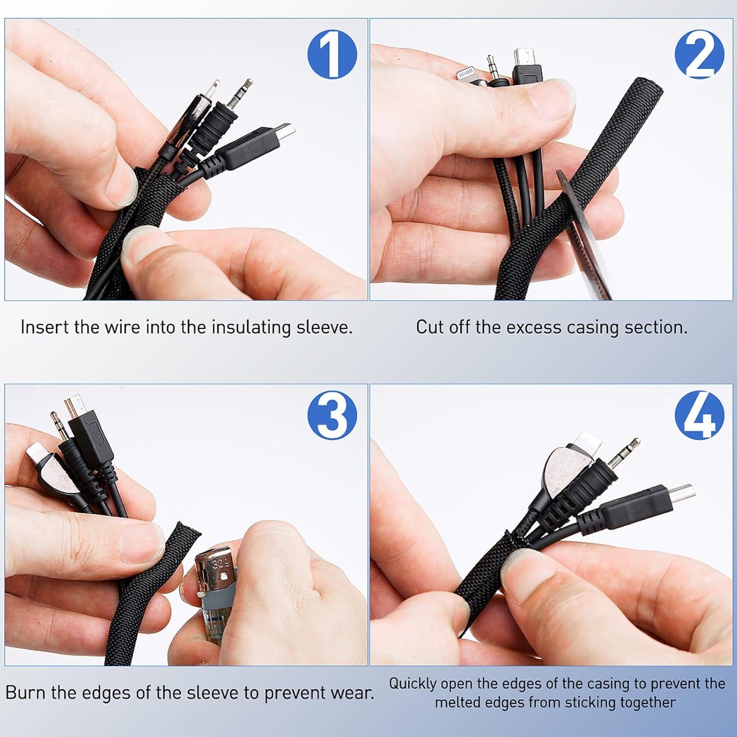 Manga de Gestión de Cables Automotriz 18FT Negro Resistente al Calor