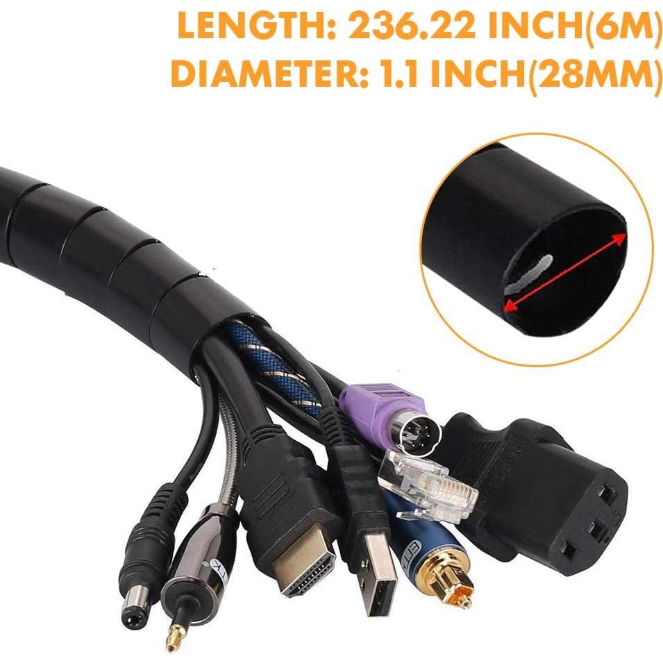 Tubo Organizador de Cables 20FT Davidsons Negro 28mm