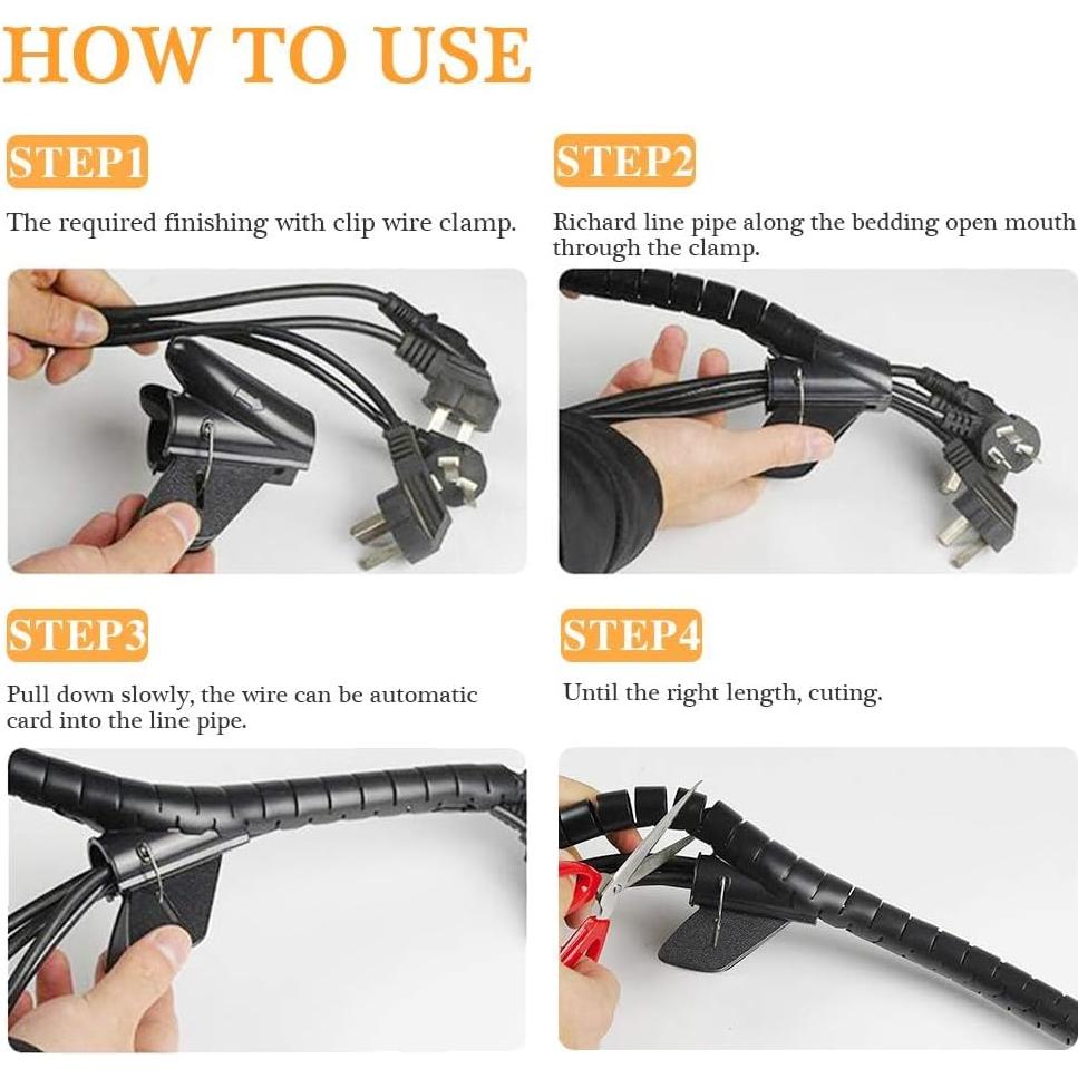 Tubo Organizador de Cables 20FT Davidsons Negro 28mm