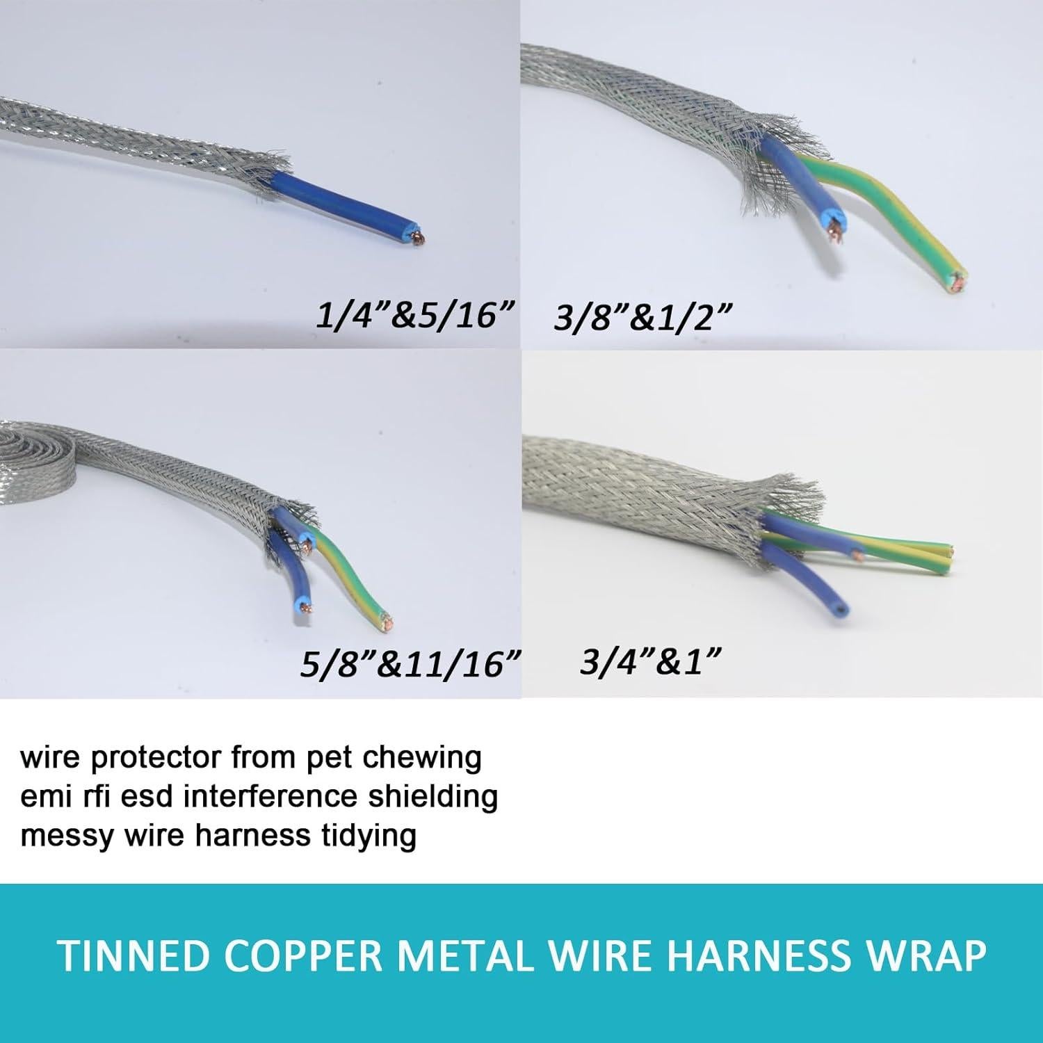 Manga de Blindaje de Cable EMI RFI Kokey-xy 3/8" 16FT Cobre