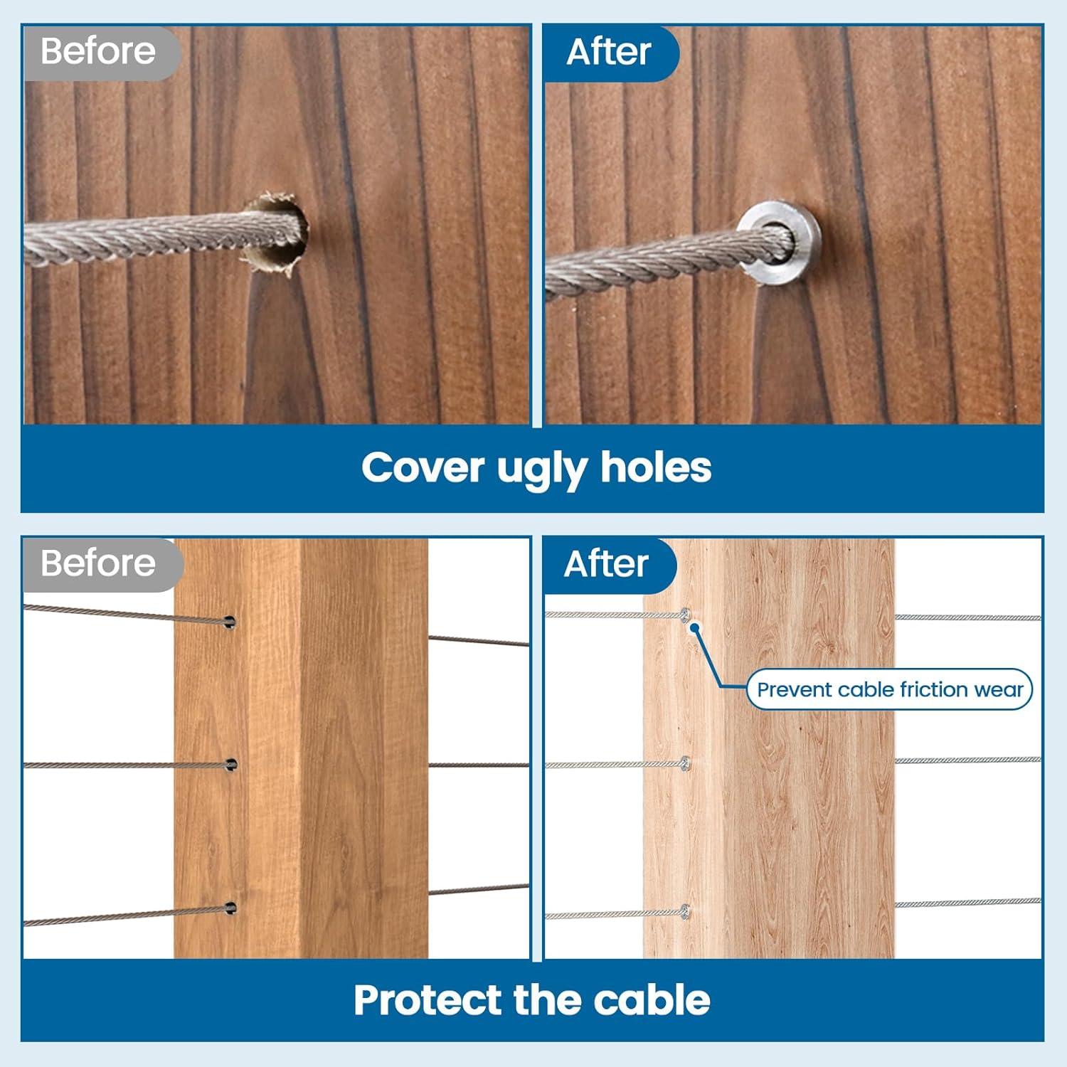 Muzata 50PCS Manguitos Protectores Acero Inoxidable T316 1/8"