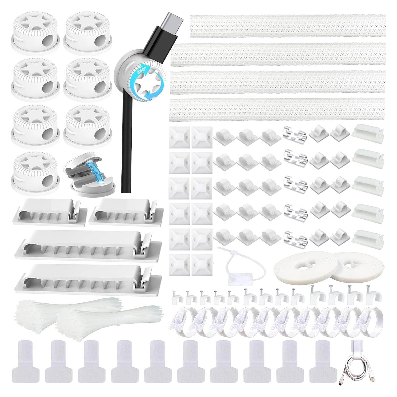 Kit de Gestión de Cables ELII 328 Piezas - Clips, Bridas y Mangas
