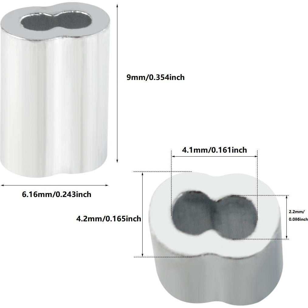 800 Manguitos de Aluminio para Crimpado de Cable 1.6 mm