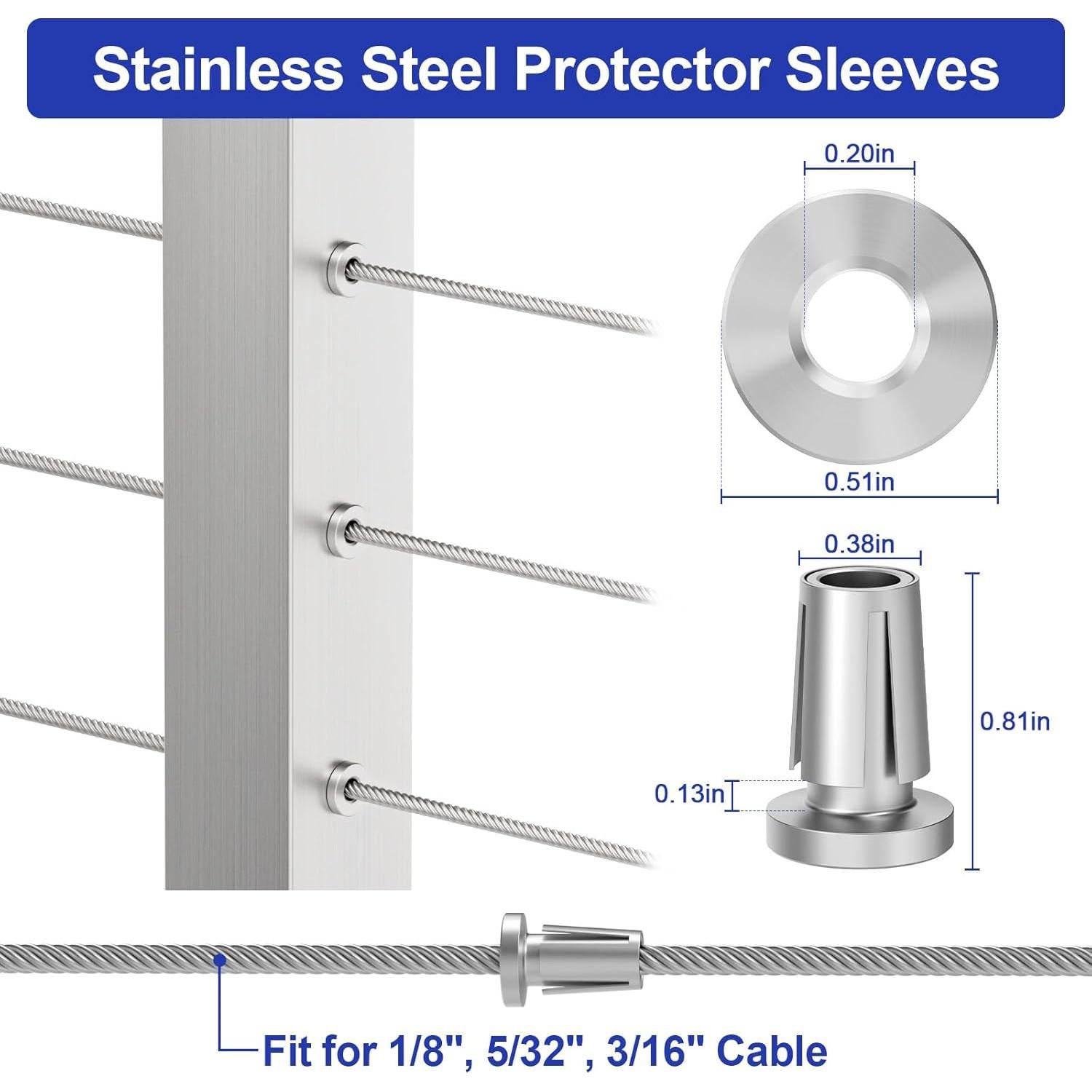 BLIKA 20 Fundas Protectores Acero Inoxidable para Barandilla