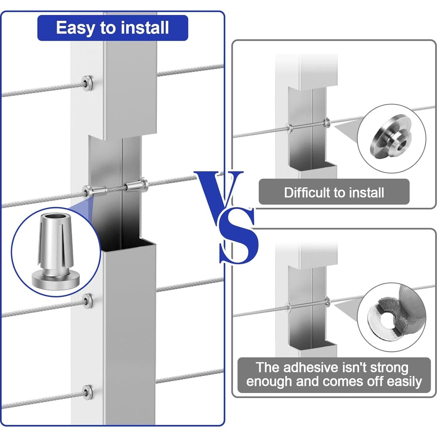 BLIKA 20 Fundas Protectores Acero Inoxidable para Barandilla