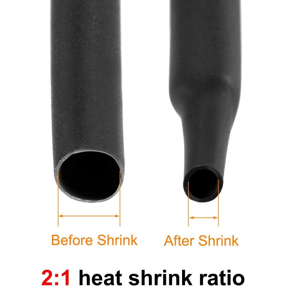 Tubo Termorretráctil uxcell 120mm Negro 1m 2:1 Aislante