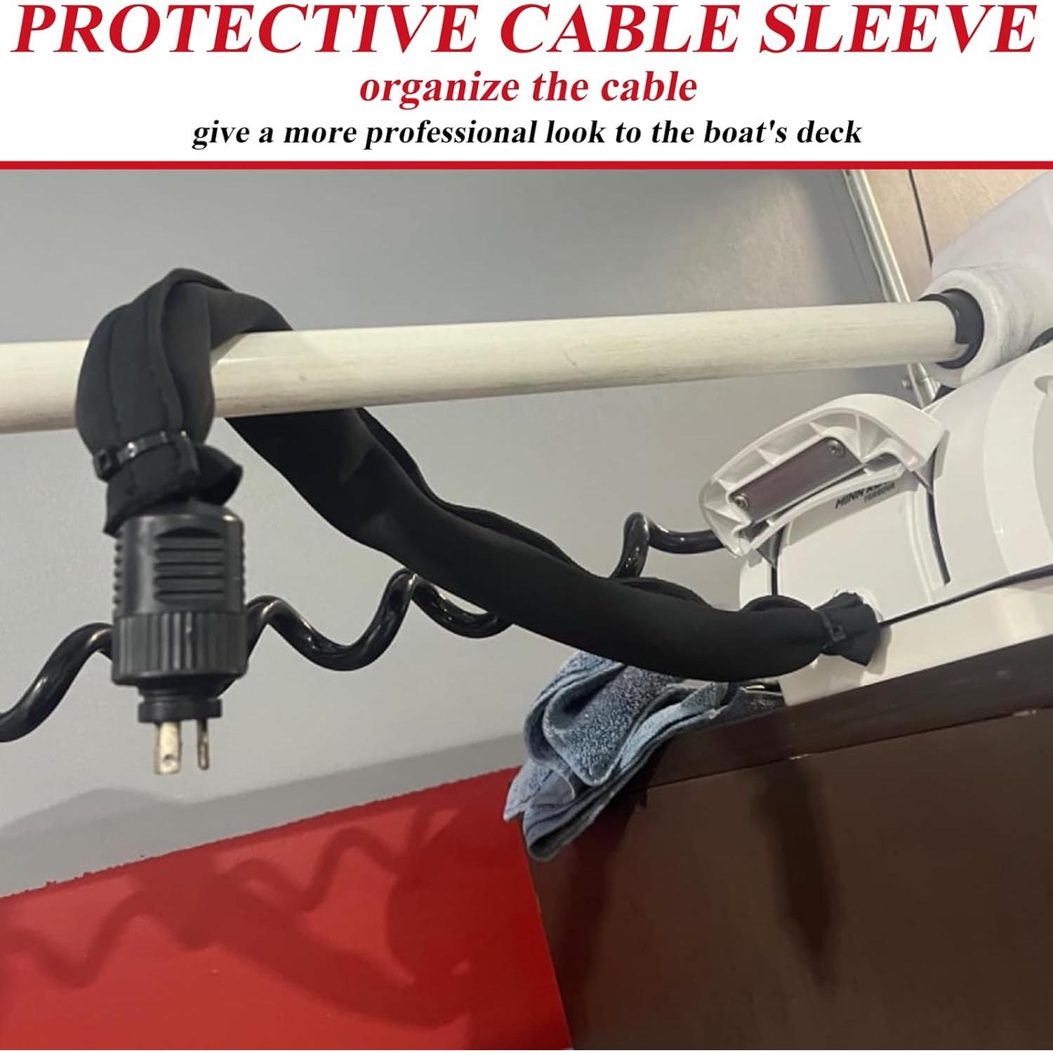 Manga de Cable para Motor de Arrastre 152 cm Neopreno Negro