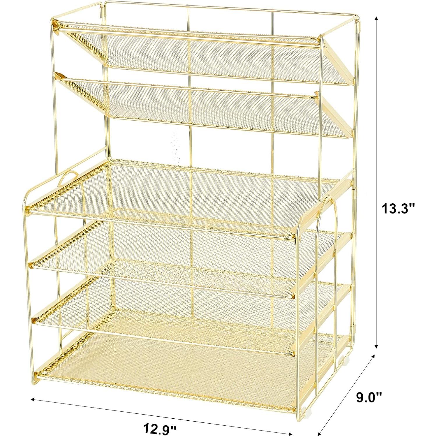 Organizador de Escritorio OPNICE 6 Niveles Dorado Metal