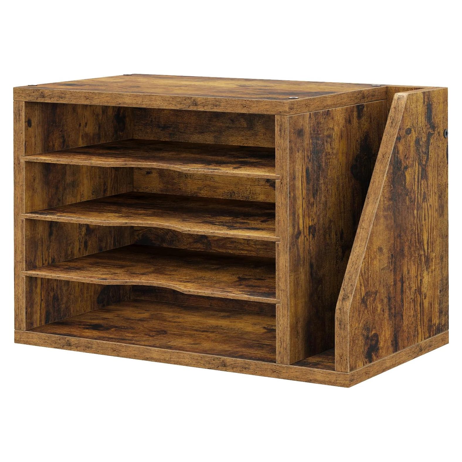 Organizador de Archivos de Madera Creso, 3 Estantes Ajustables, Marrón