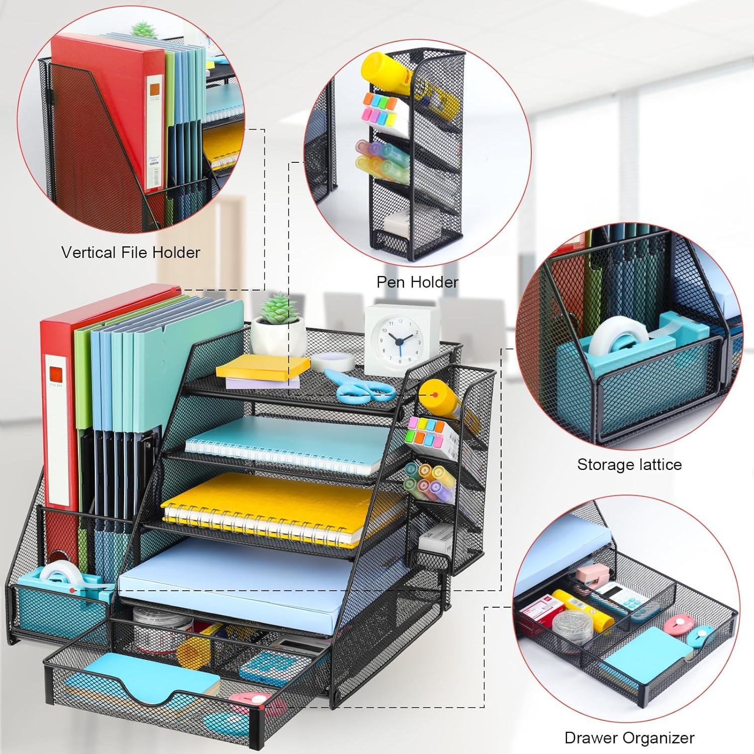 Organizador de Escritorio GALASALA 5 Niveles Metal Negro