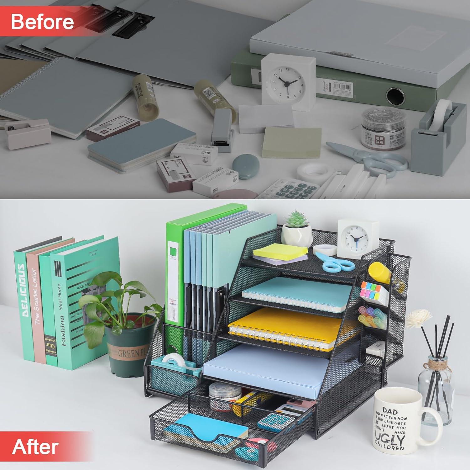 Organizador de Escritorio GALASALA 5 Niveles Metal Negro