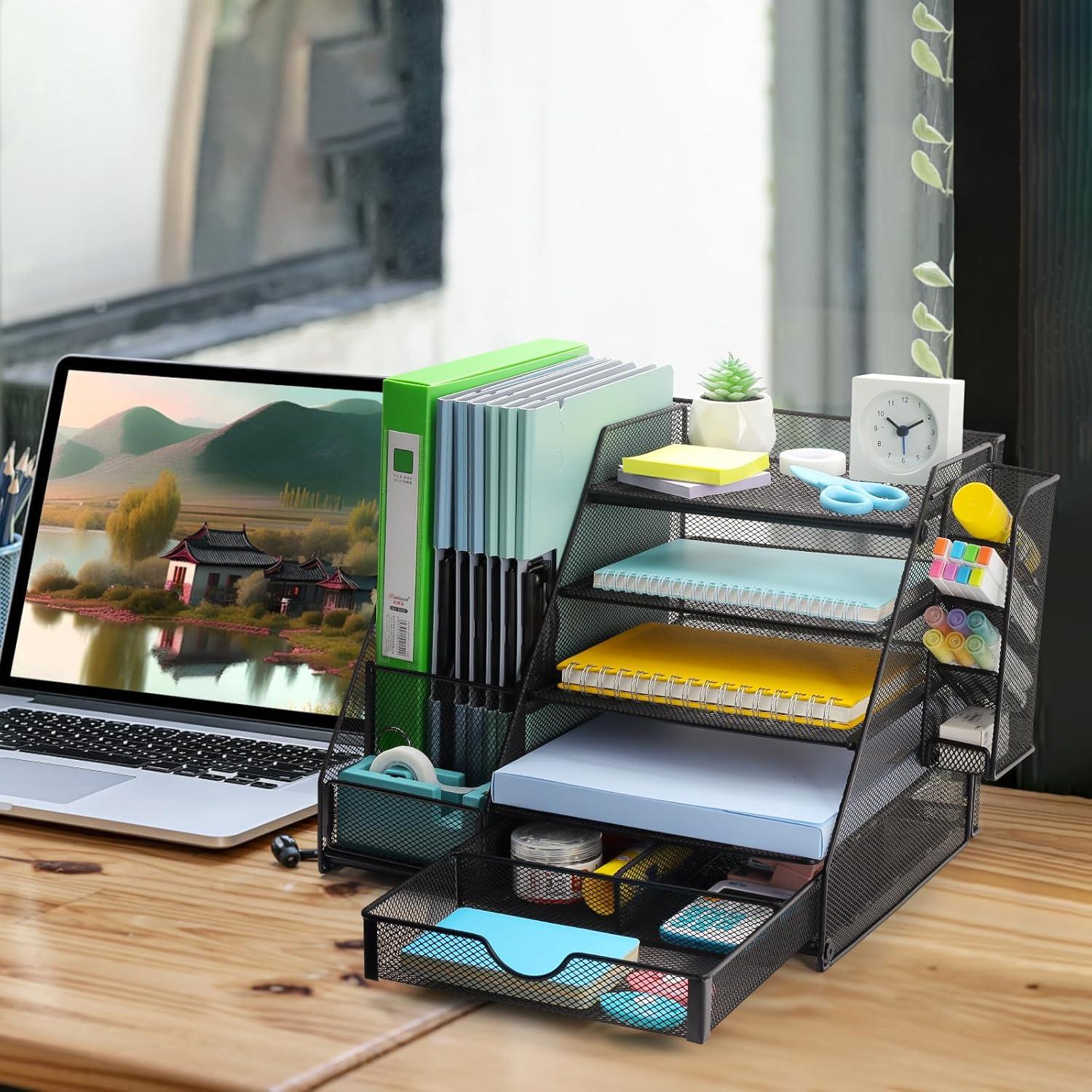 Organizador de Escritorio GALASALA 5 Niveles Metal Negro