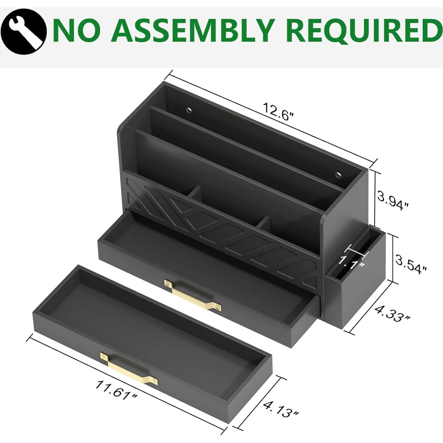 Organizador de Escritorio WISUCART de Madera Negro 30.48 cm