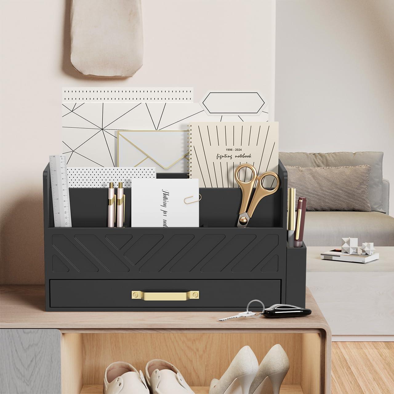 Organizador de Escritorio WISUCART de Madera Negro 30.48 cm