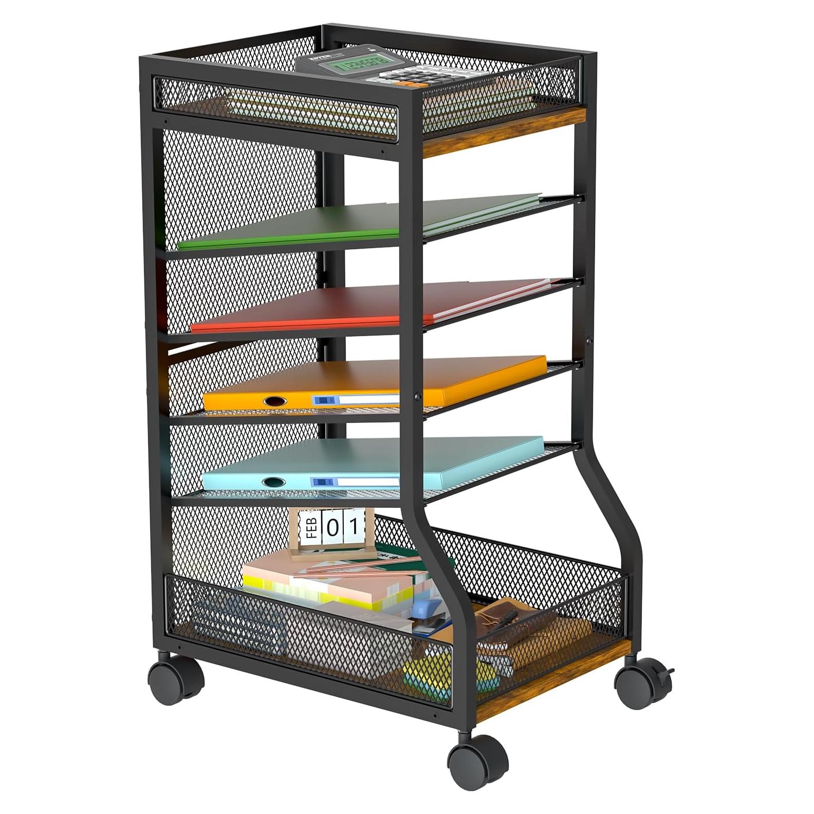 Carrito Organizador de Archivos keomaisyto 6 Niveles Malla Gris