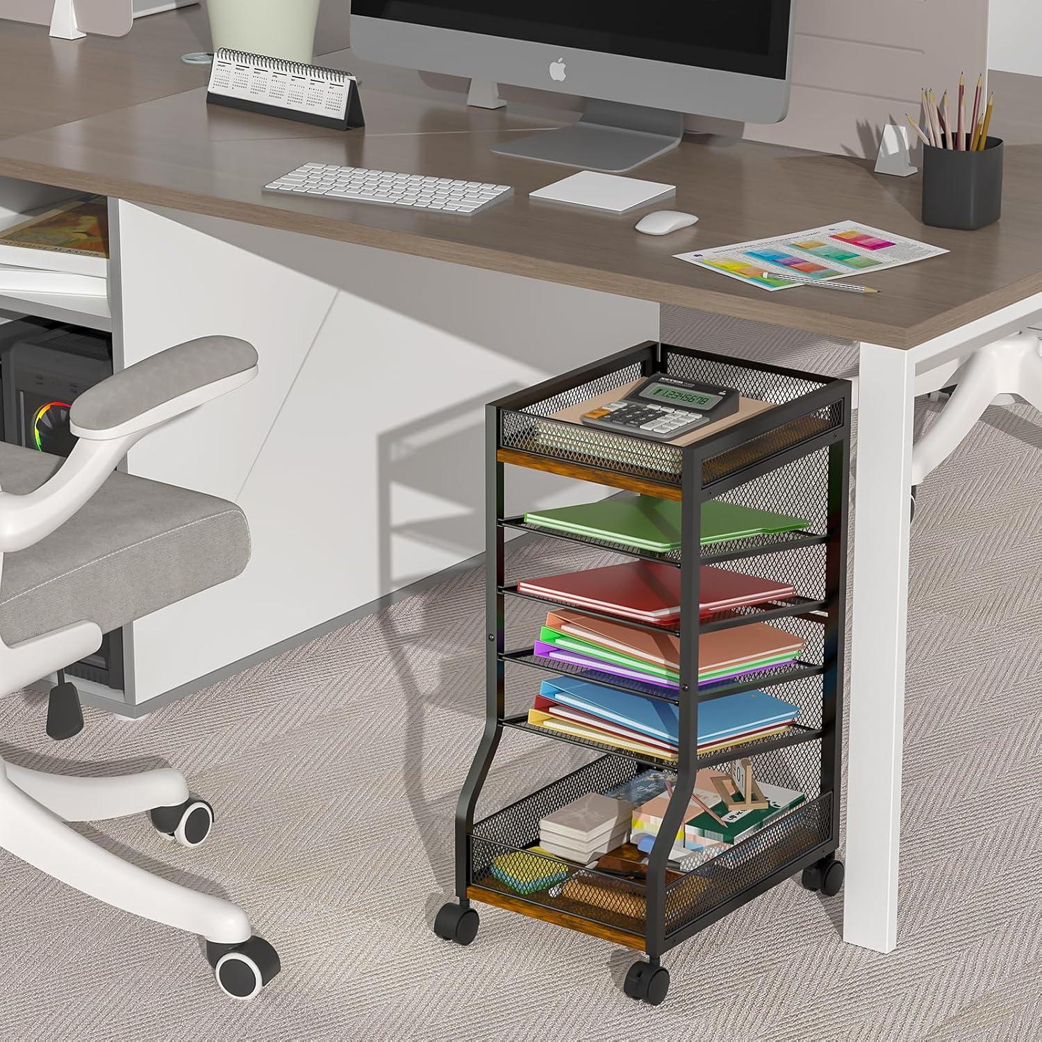 Carrito Organizador de Archivos keomaisyto 6 Niveles Malla Gris