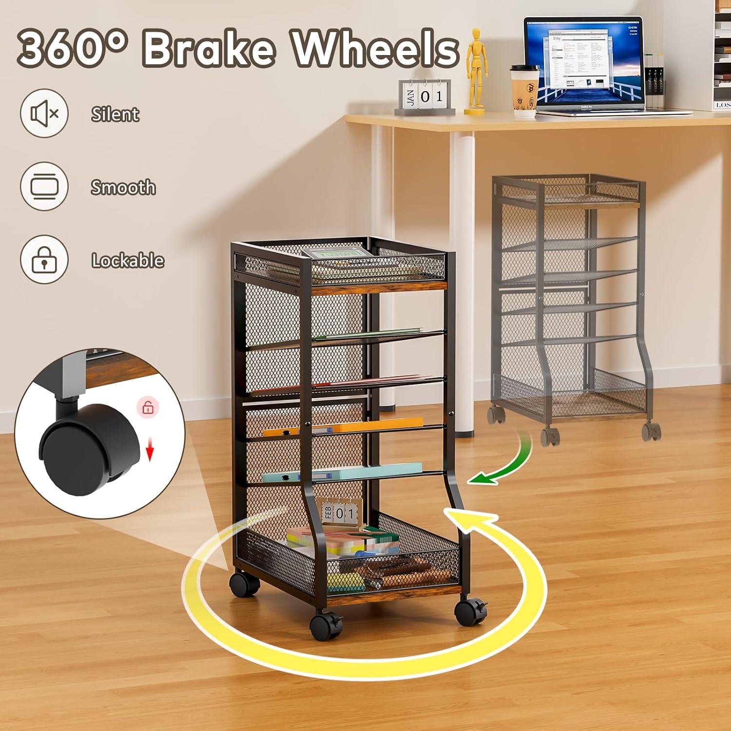 Carrito Organizador de Archivos keomaisyto 6 Niveles Malla Gris