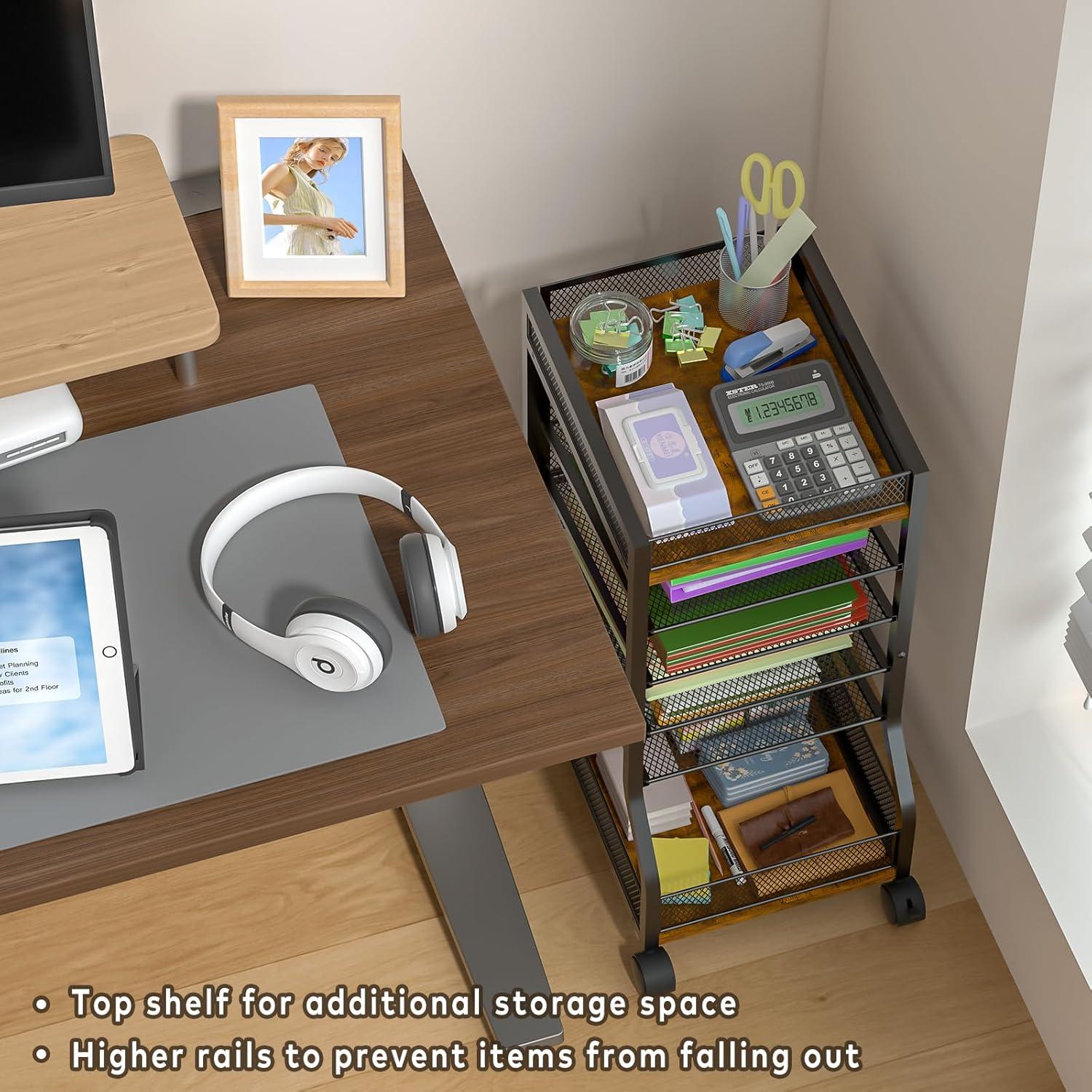 Carrito Organizador de Archivos keomaisyto 6 Niveles Malla Gris