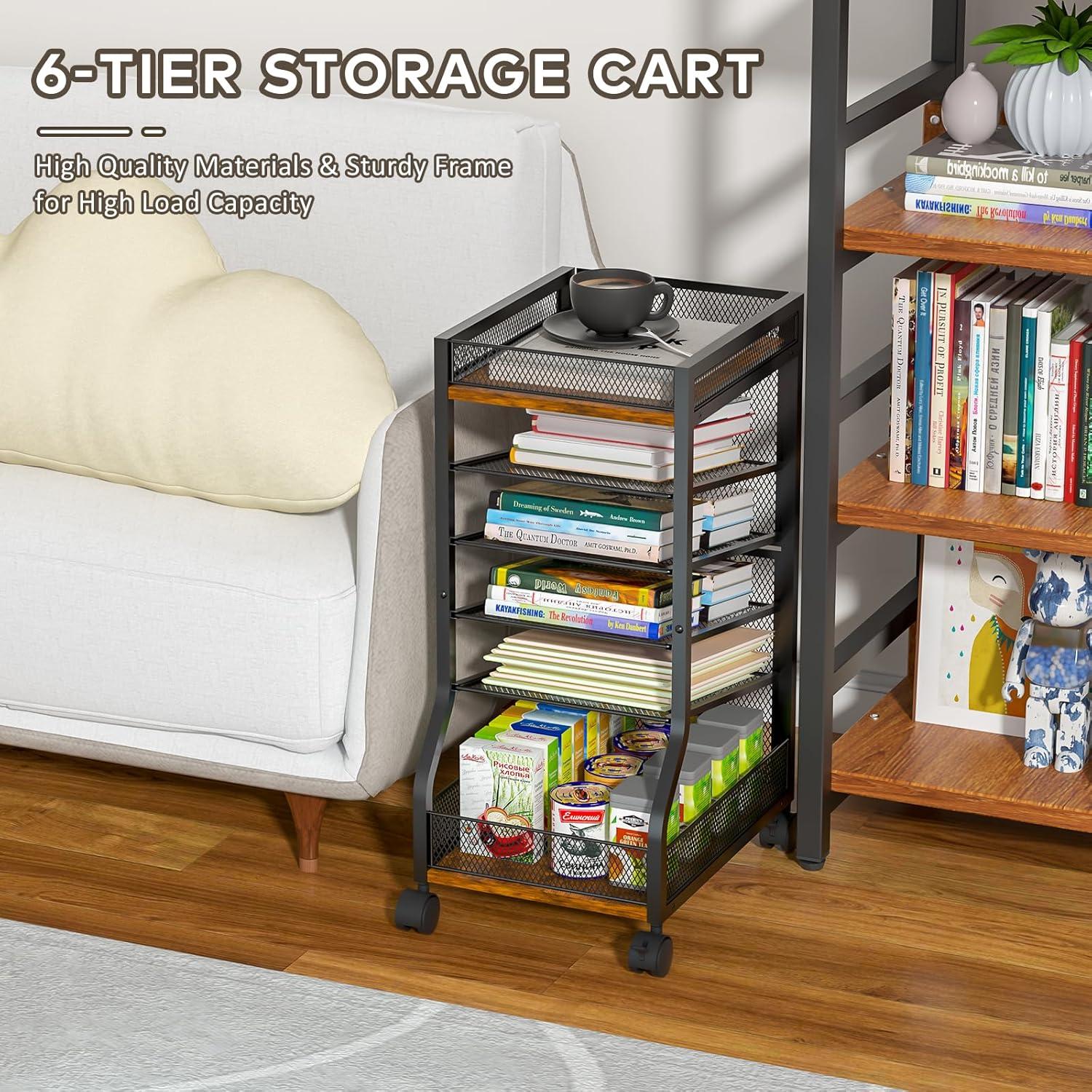 Carrito Organizador de Archivos keomaisyto 6 Niveles Malla Gris