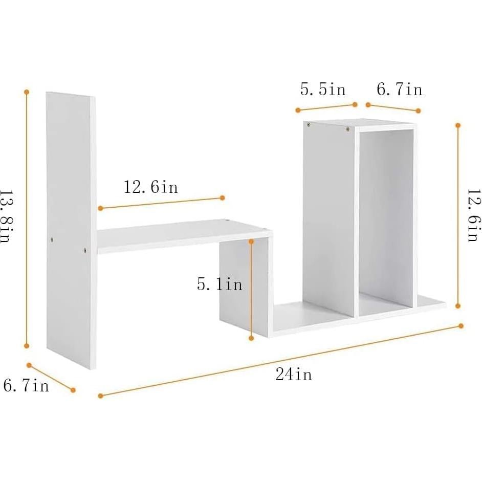 Estante de Libros Ajustable MMdipon Blanco 5 Estantes Madera