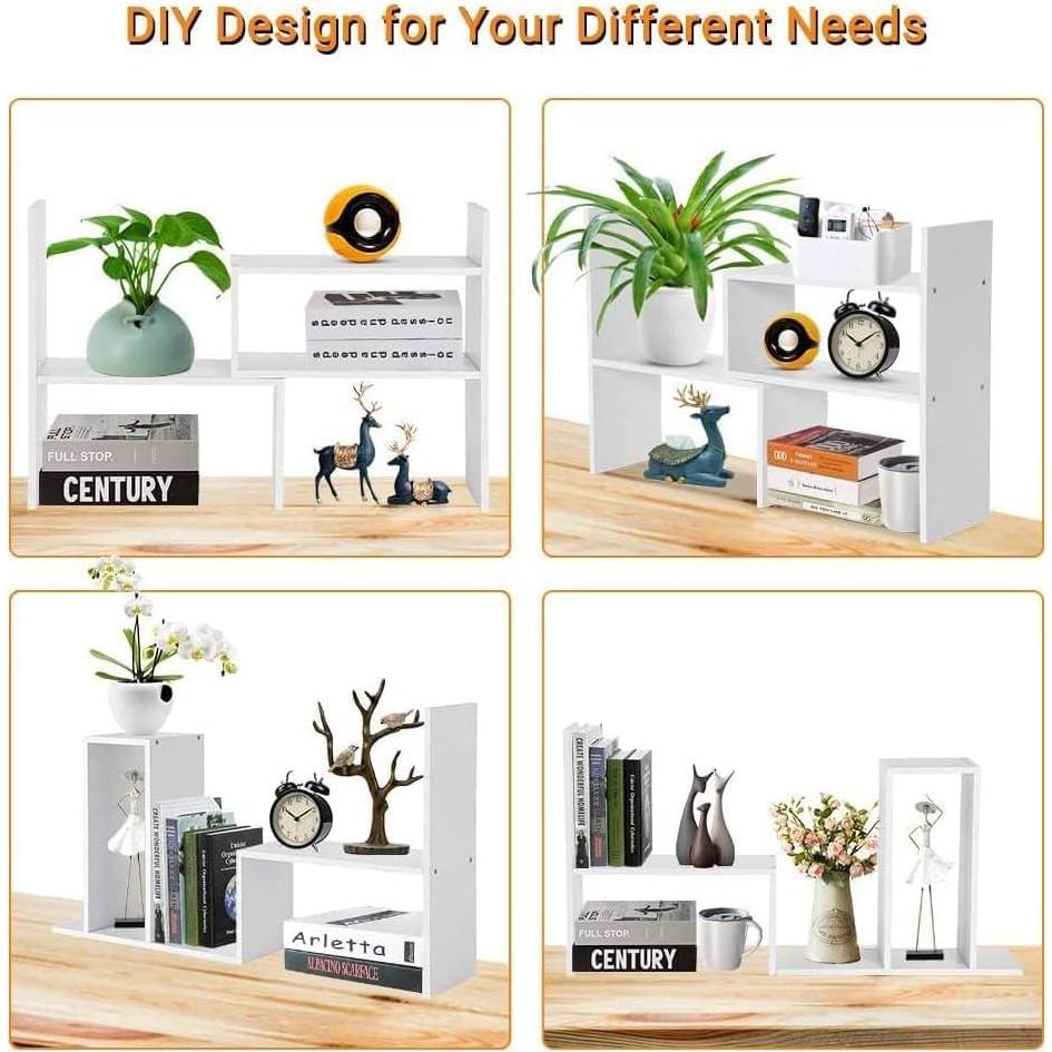 Estante de Libros Ajustable MMdipon Blanco 5 Estantes Madera