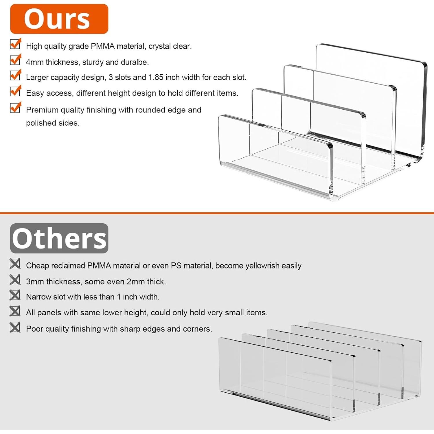 Organizador de Archivos Acrílico Richboom, 3 Secciones, Transparente