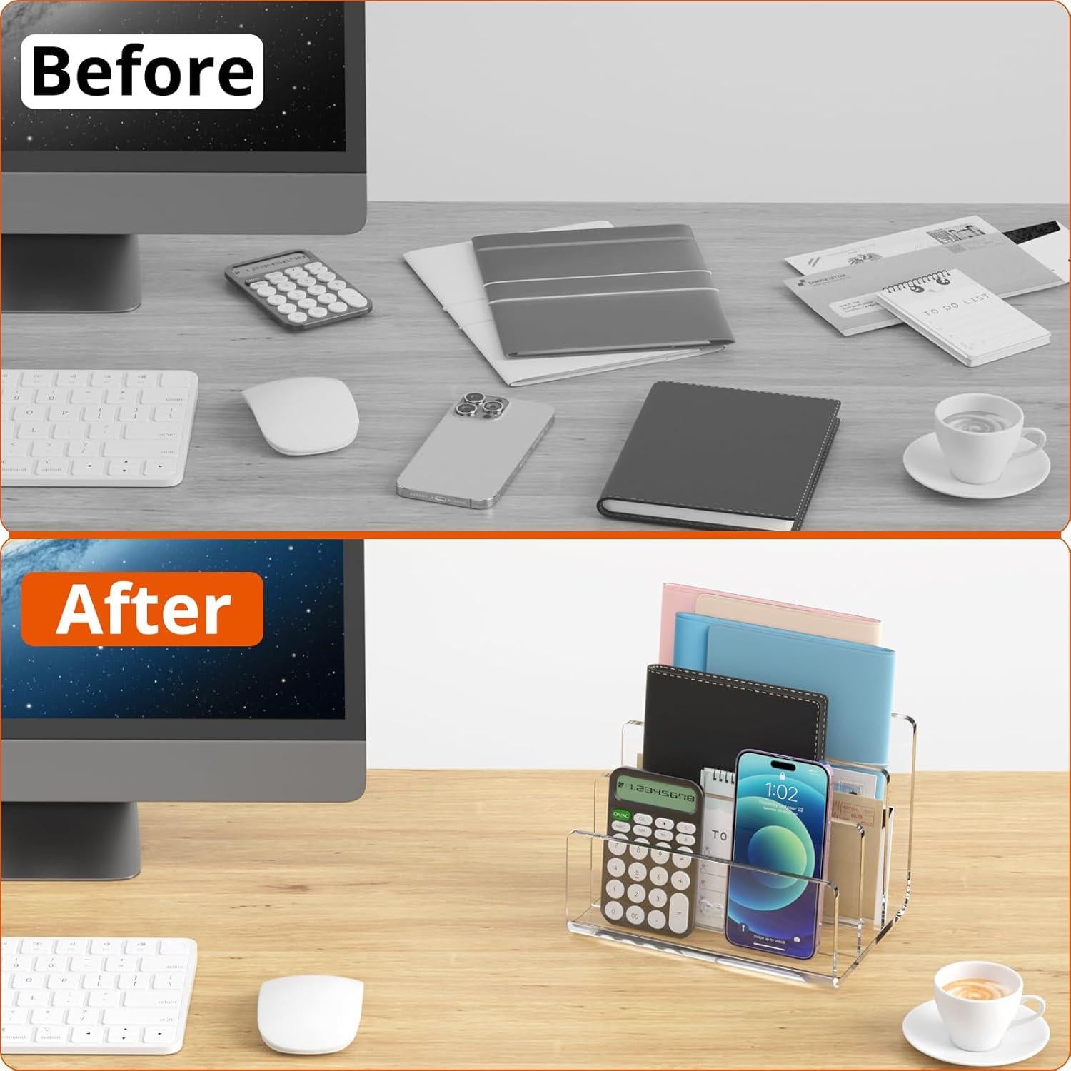 Organizador de Archivos Acrílico Richboom, 3 Secciones, Transparente