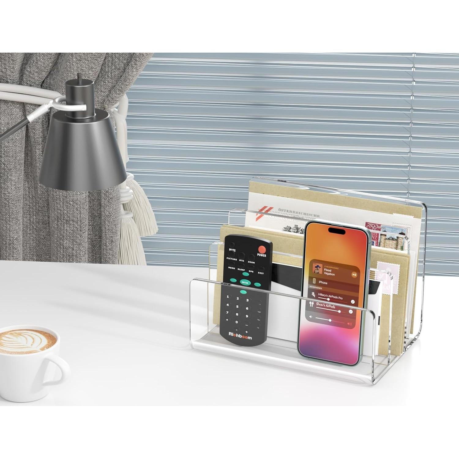 Organizador de Archivos Acrílico Richboom, 3 Secciones, Transparente