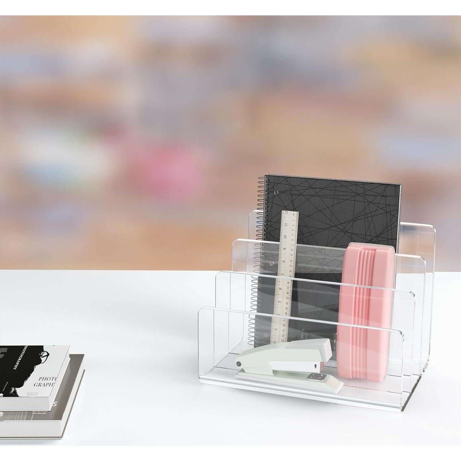 Organizador de Archivos Acrílico Richboom, 3 Secciones, Transparente