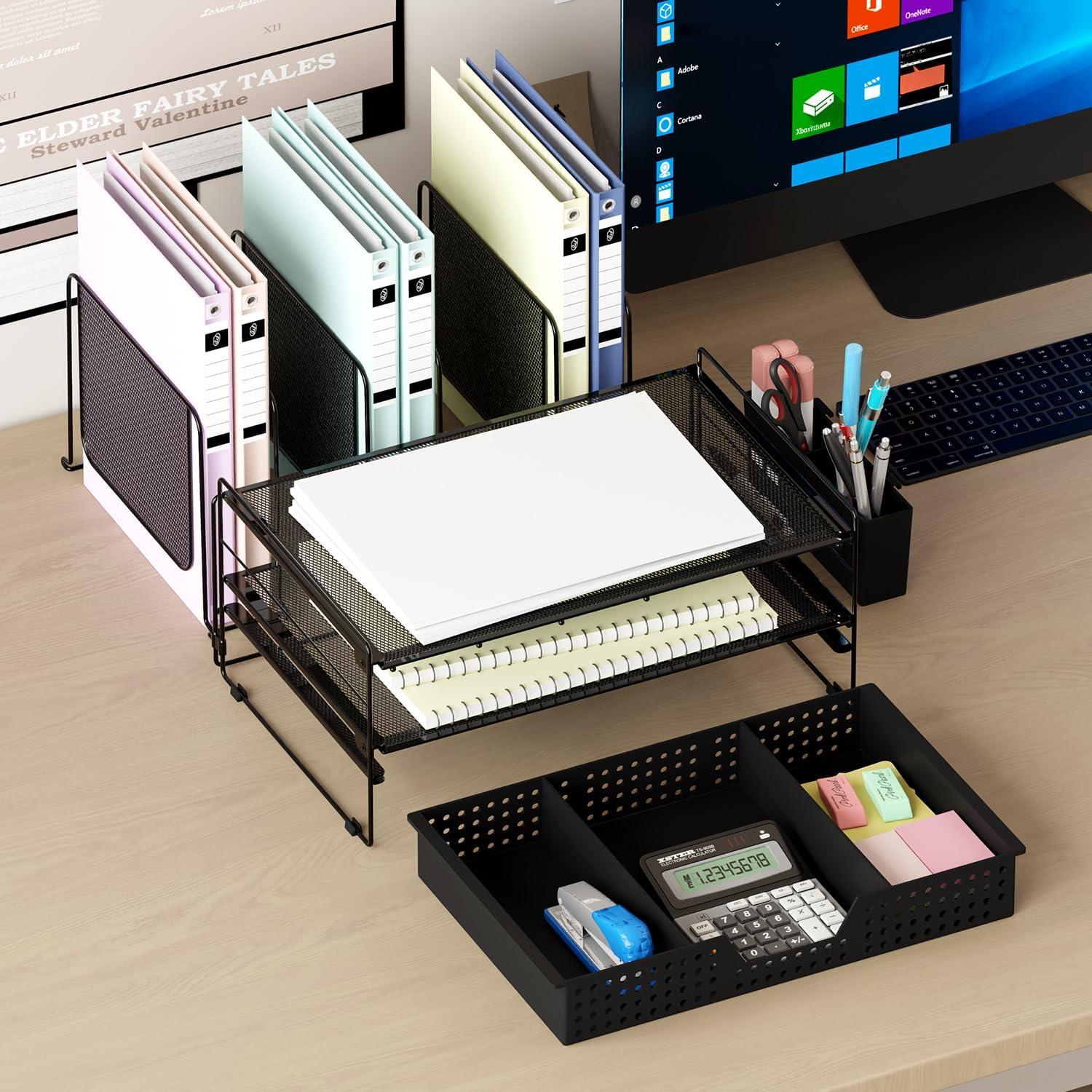 Organizador de Escritorio LEKETREE 2 Niveles Negro Metal