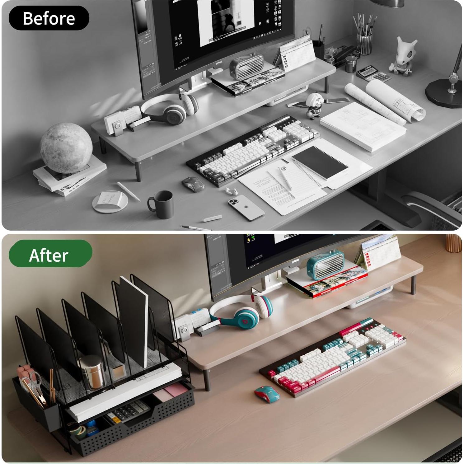 Organizador de Escritorio LEKETREE 2 Niveles Negro Metal