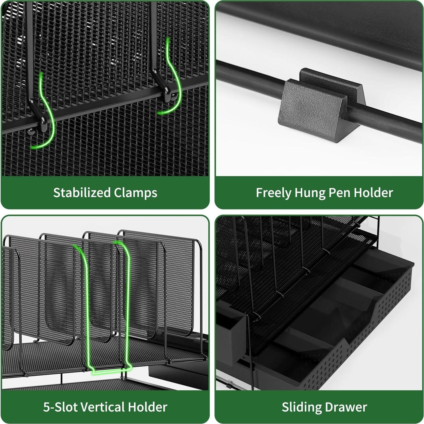 Organizador de Escritorio LEKETREE 2 Niveles Negro Metal