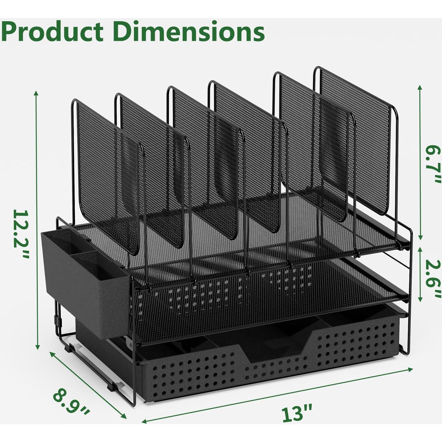 Organizador de Escritorio LEKETREE 2 Niveles Negro Metal