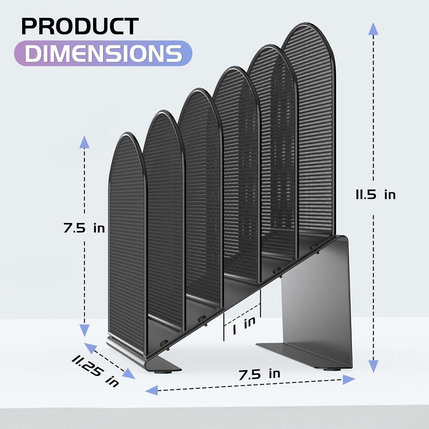 Organizador de Archivos Vertical Sinboun 5 Secciones Metal Negro