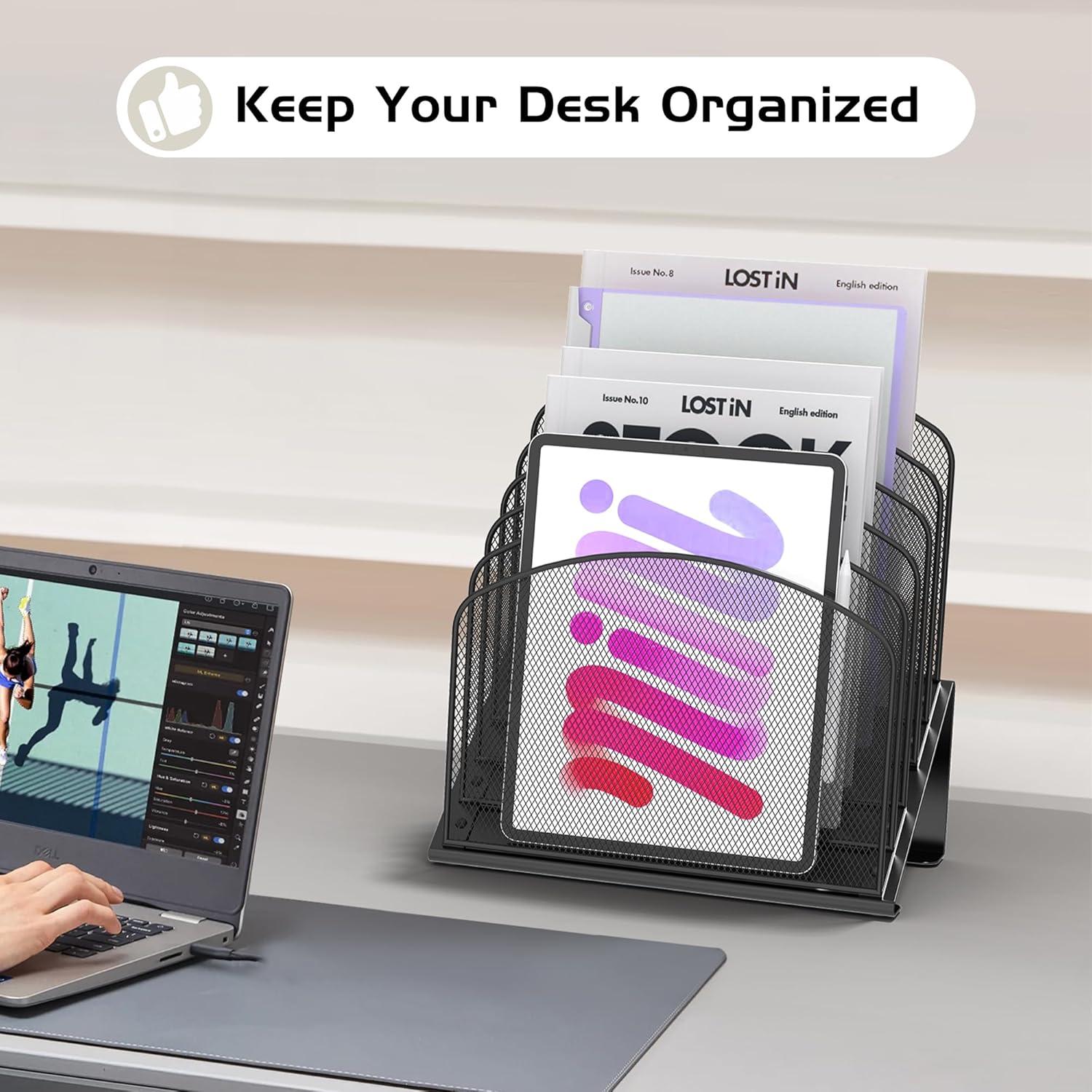 Organizador de Archivos Vertical Sinboun 5 Secciones Metal Negro