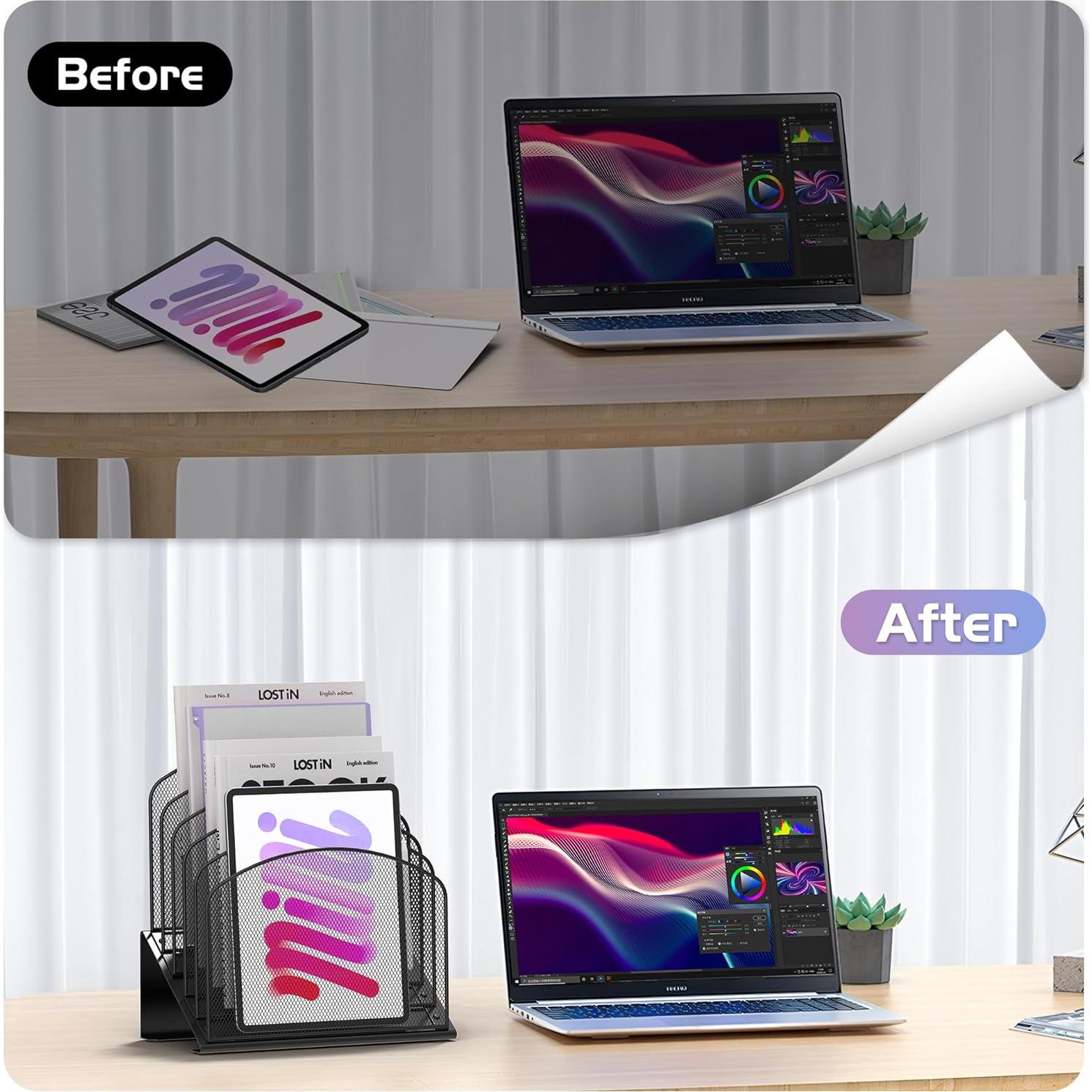 Organizador de Archivos Vertical Sinboun 5 Secciones Metal Negro