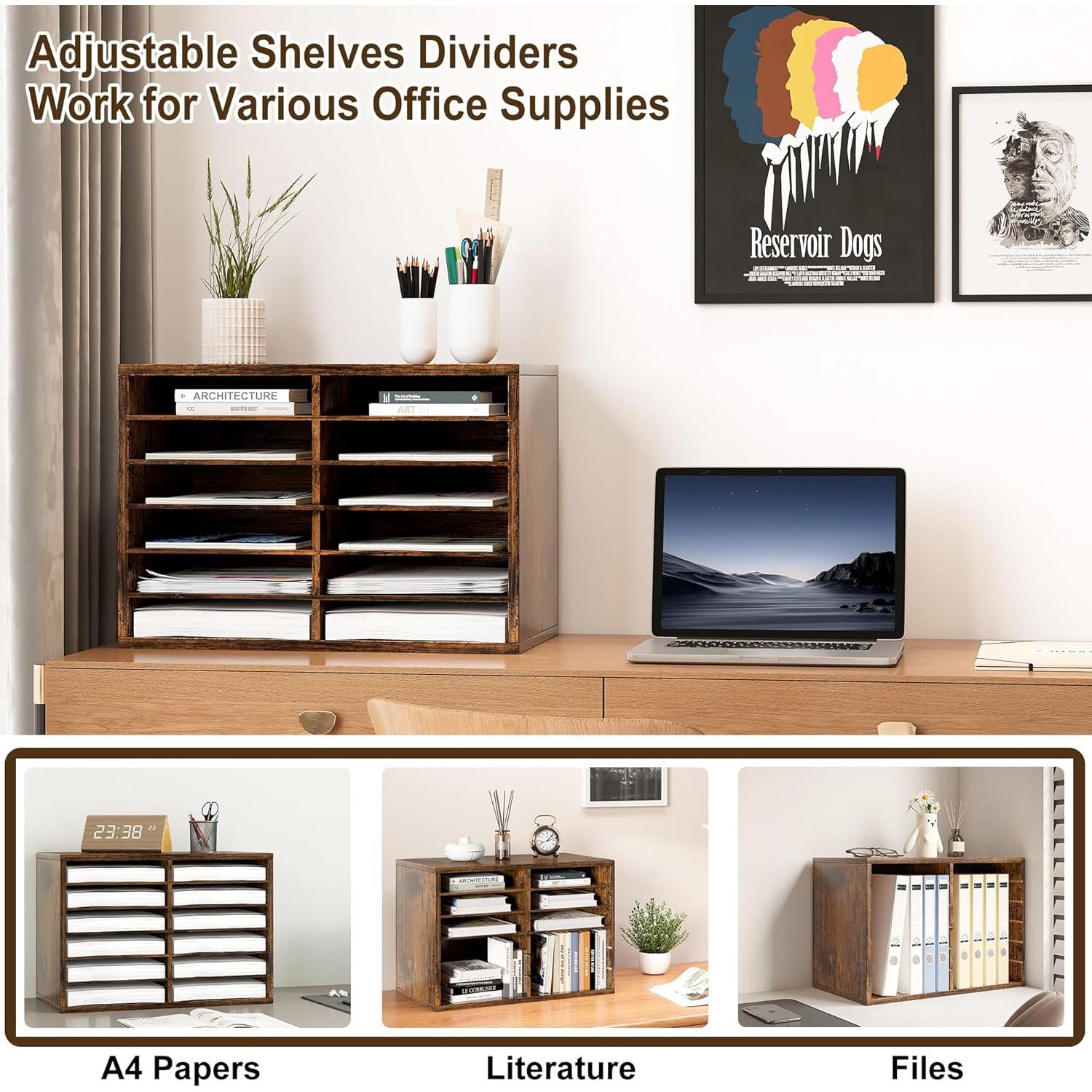 Organizador de Literatura Alpeir 12 Compartimentos Madera