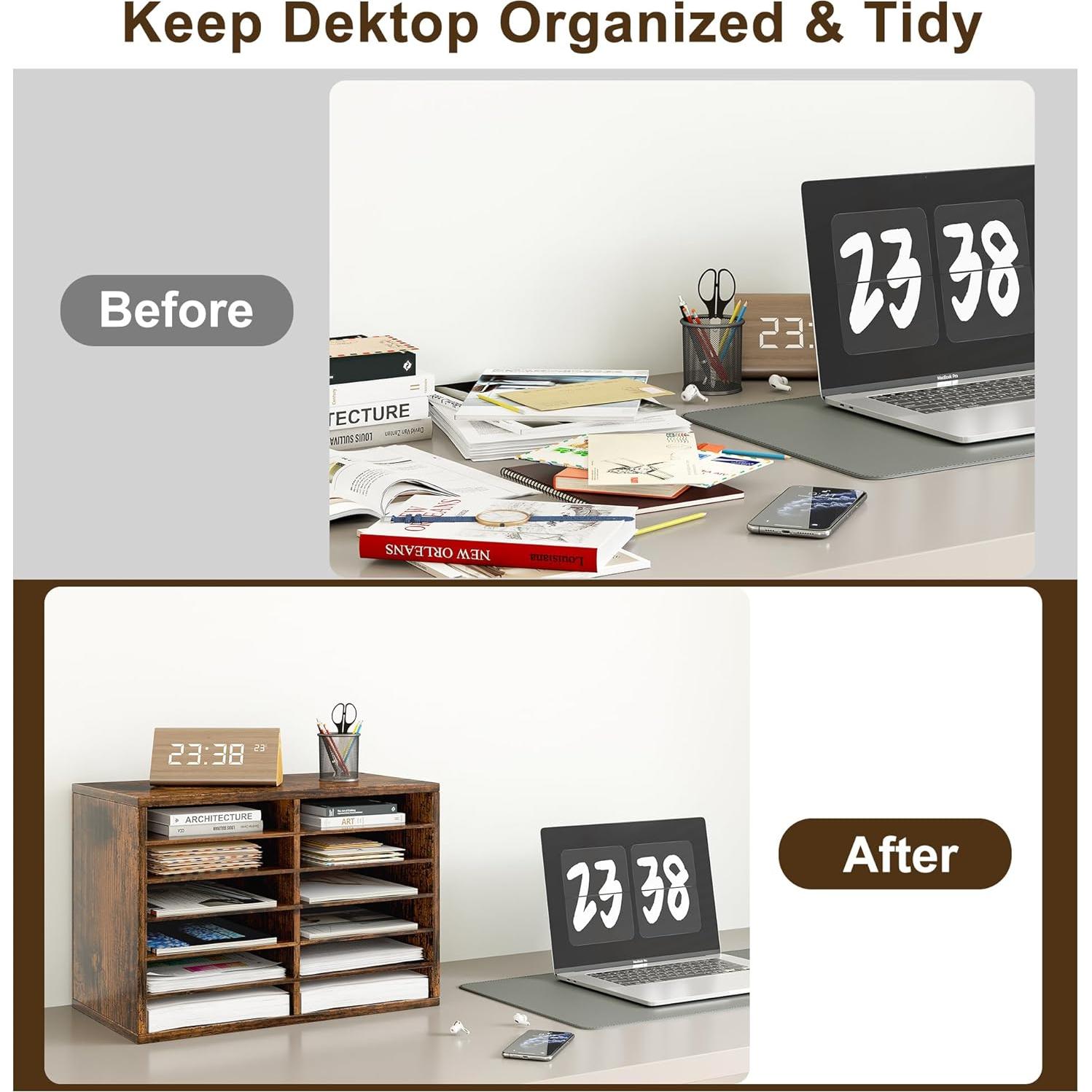 Organizador de Literatura Alpeir 12 Compartimentos Madera