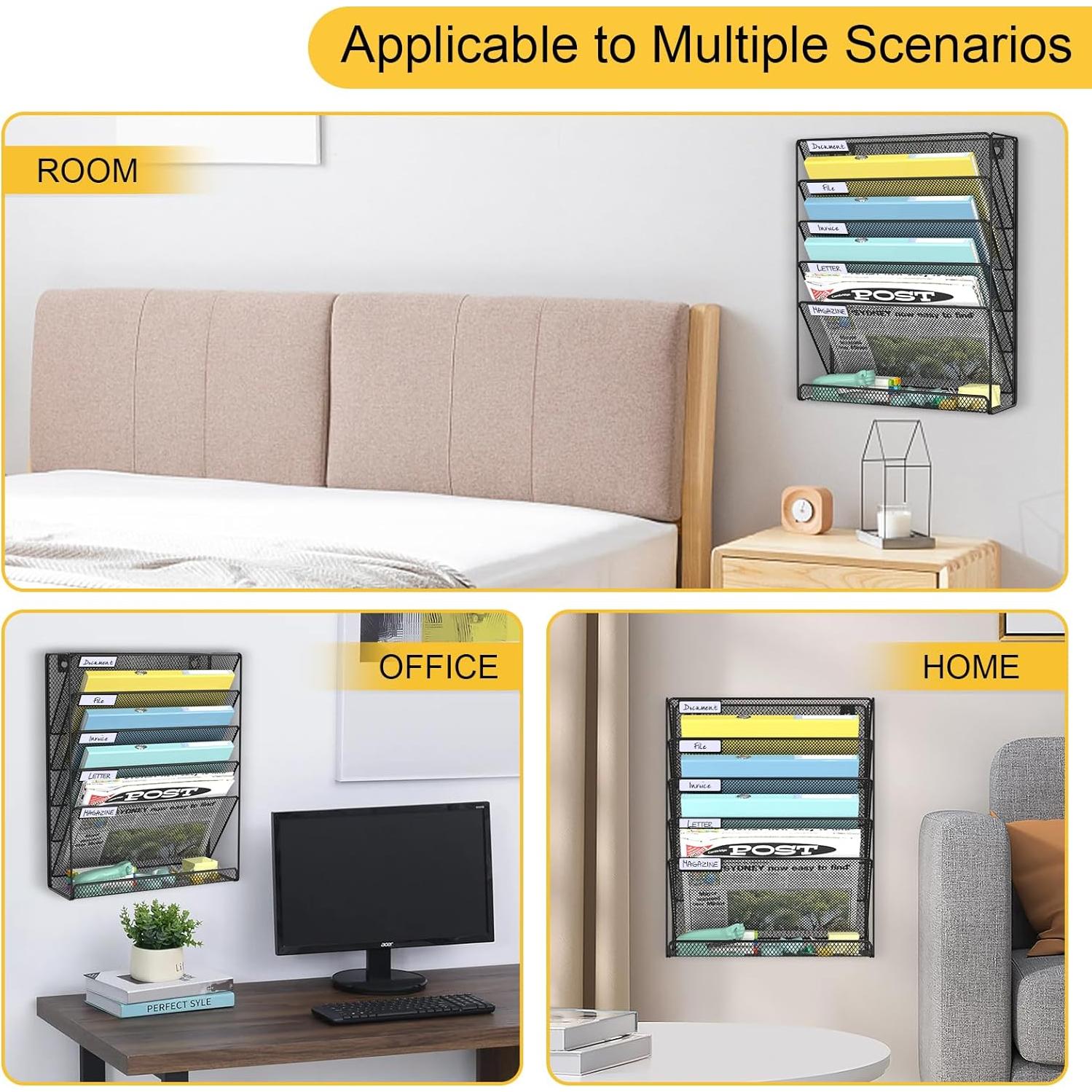 Organizador de Archivos Colgante BOHDK 6 Niveles Pared Negro